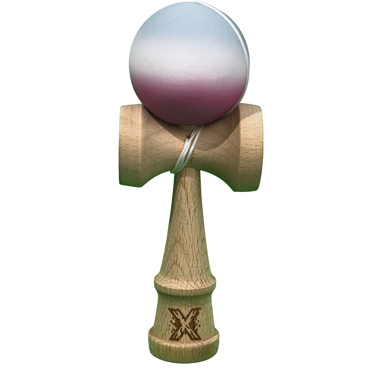 Jucarie Kendama X Originala, Profesionala, Flippy, din Lemn, Rubber Grip, 18 cm, Roz/Alb/Gri - vivimall.ro