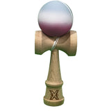Jucarie Kendama X Originala, Profesionala, Flippy, din Lemn, Rubber Grip, 18 cm, Roz/Alb/Gri - vivimall.ro