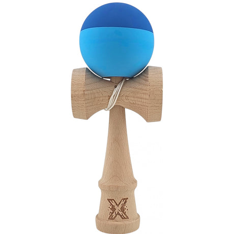 Kendama X Originala, Profesionala, Vivimall, din Lemn, Rubber Grip, 18 cm, Albastru/Bleu - vivimall.ro