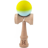 Kendama X Originala, Profesionala, Vivimall, din Lemn, Rubber Grip, 18 cm, Galben Verde - vivimall.ro