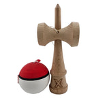 Jucarie Kendama X Originala, Profesionala, Vivimall, din Lemn, Rubber Grip, 18 cm, Rosu/Alb - vivimall.ro
