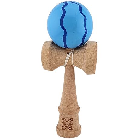 Kendama X Originala, Profesionala, Flippy, din Lemn, Super Sticky, 18 cm, Albastru - vivimall.ro