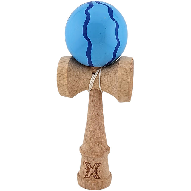Kendama X Originala, Profesionala, Flippy, din Lemn, Super Sticky, 18 cm, Albastru - vivimall.ro