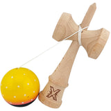 Kendama X Originala, Profesionala, Flippy, din Lemn, Super Sticky, 18 cm, Galben/Roz/Negru - vivimall.ro