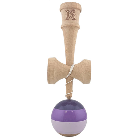 Kendama X Originala, Profesionala, Flippy, Super Sticky din Lemn, 18 cm, Purpuriu/Mov/Lila - vivimall.ro