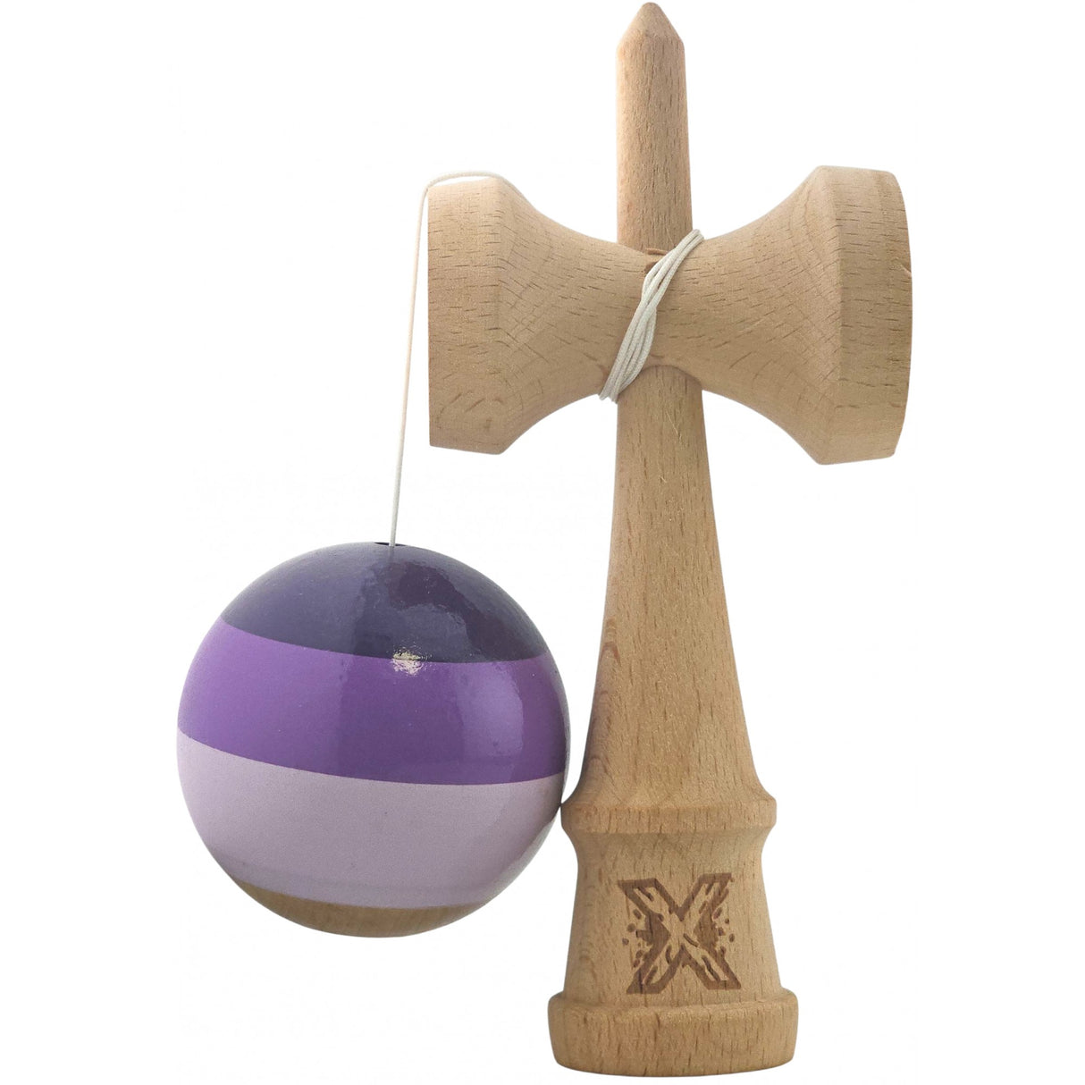 Kendama X Originala, Profesionala, Flippy, Super Sticky din Lemn, 18 cm, Purpuriu/Mov/Lila - vivimall.ro