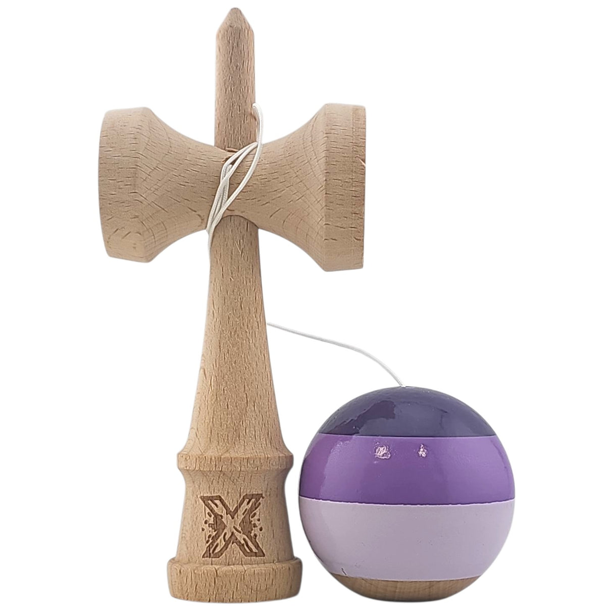 Kendama X Originala, Profesionala, Flippy, Super Sticky din Lemn, 18 cm, Purpuriu/Mov/Lila - vivimall.ro