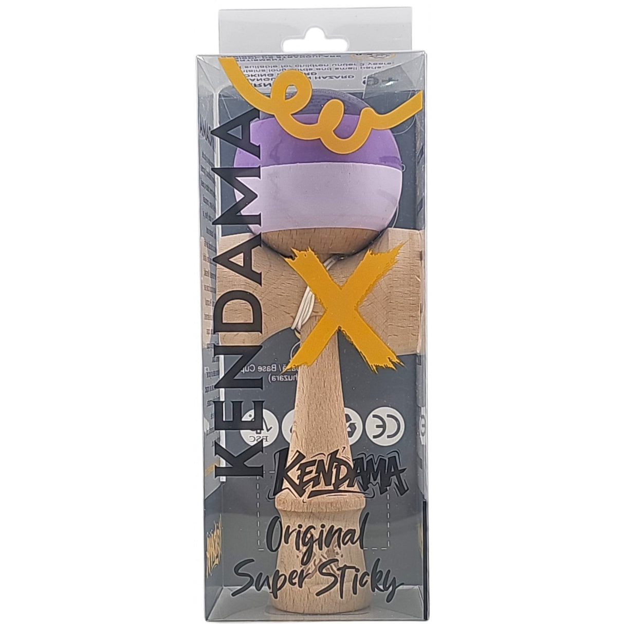 Kendama X Originala, Profesionala, Flippy, Super Sticky din Lemn, 18 cm, Purpuriu/Mov/Lila - vivimall.ro