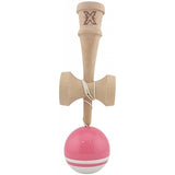 Jucarie Kendama X Originala, Profesionala, Vivimall, Super Sticky din Lemn, 18 cm, pentru Copii si Adulti, Roz/Alb - vivimall.ro