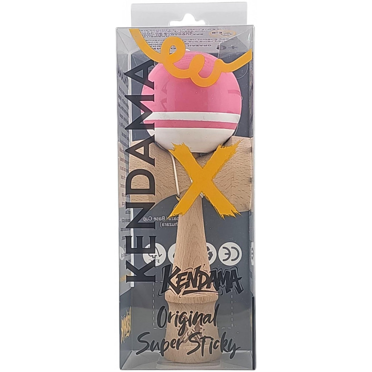 Jucarie Kendama X Originala, Profesionala, Flippy, Super Sticky din Lemn, 18 cm, pentru Copii si Adulti, Roz/Alb - vivimall.ro