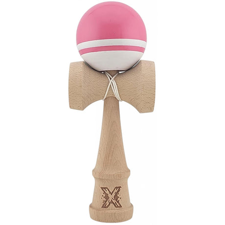Jucarie Kendama X Originala, Profesionala, Flippy, Super Sticky din Lemn, 18 cm, pentru Copii si Adulti, Roz/Alb - vivimall.ro