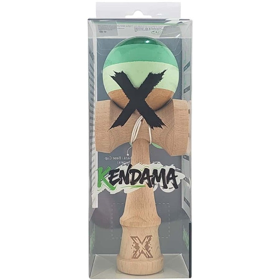 Kendama X Originala, Profesionala, Flippy, Super Sticky din Lemn, 18 cm, Verde Mix - vivimall.ro