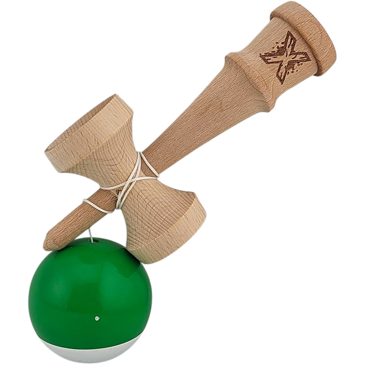 Jucarie Kendama X Originala, Profesionala, Flippy, Super Sticky din Lemn, 18 cm, pentru Copii si Adulti, Verde inchis/Alb - vivimall.ro