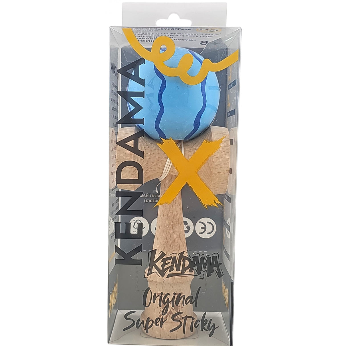 Kendama X Originala, Profesionala, Vivimall, din Lemn, Super Sticky, 18 cm, Albastru - vivimall.ro