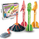 Jucarie pentru Copii, Vivimall, Lansator de Rachete cu Piciorul, un Singur Lansator, 3 Rachete Donozauri cu Lumini, 30 cm Inaltime, Model Vulcan, Multicolor - vivimall.ro