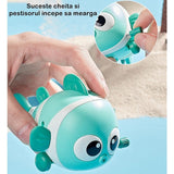 Jucarie Mecanica Pentru Copii Pestisor Haios, Cu Cheita, Distractiv, Se Taraste, Se Misca, 11 X 9 X 7.5 Cm Cm - vivimall.ro