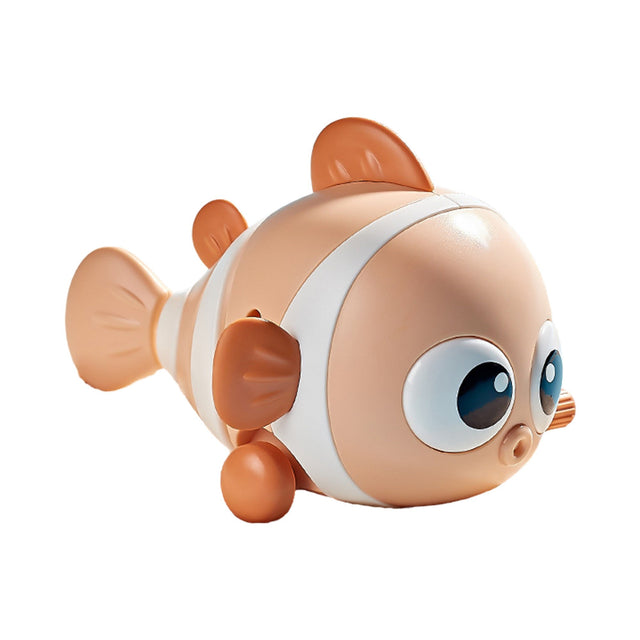 Jucarie mecanica pentru copii Vivimall, pestisor haios, cu cheita, distractiv, se taraste, se misca, 11 x 9 x 7.5 cm cm, portocaliu - vivimall.ro