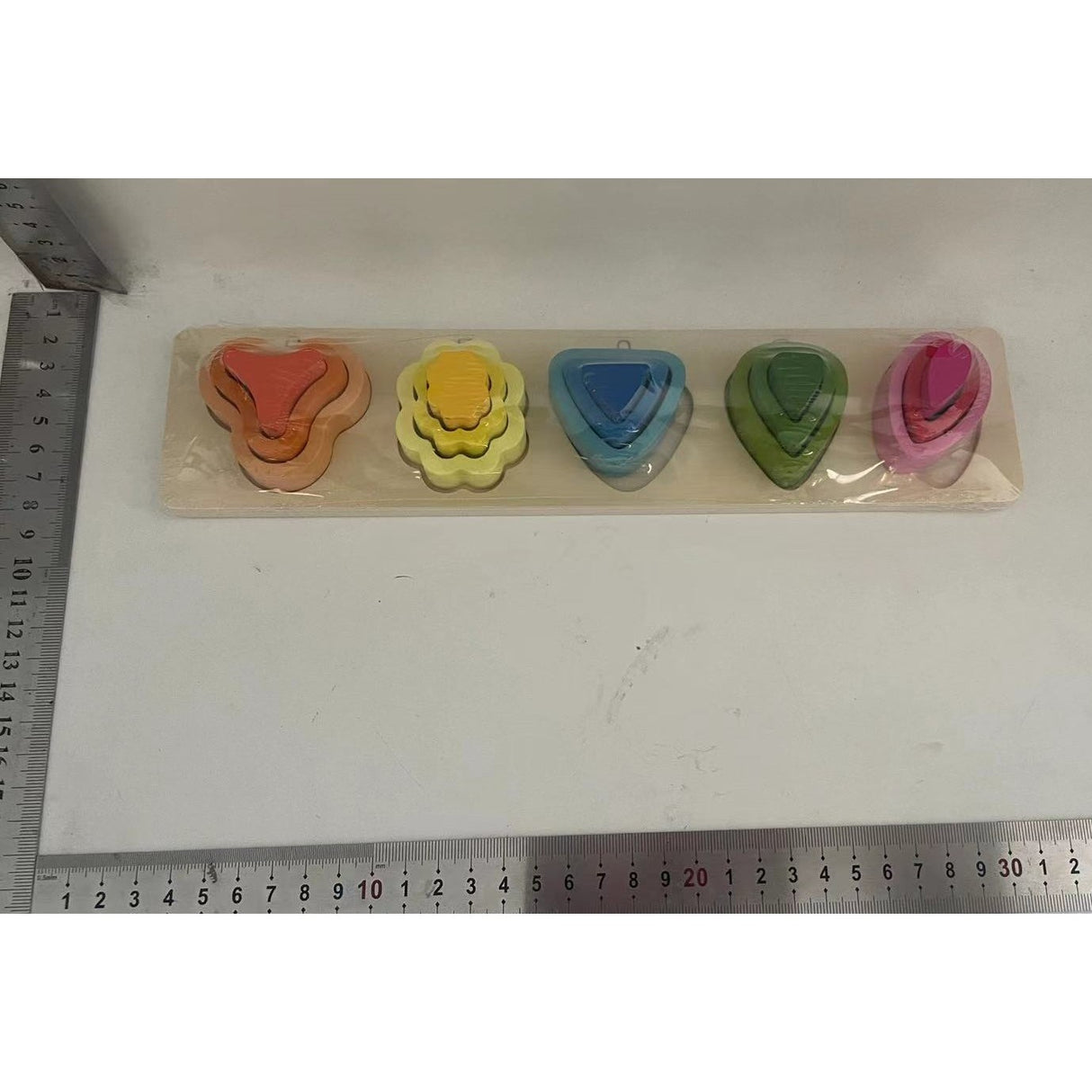 Jucarie Montessori din Lemn, Vivimall, Tip Puzzle, cu 5 Forme Asimetrice, 15 Piese, Educativa, Interactiva, Creativa, Model Copaci, Materiale Non Toxice, +2 Ani, 29x6.5 cm, Multicolor - vivimall.ro