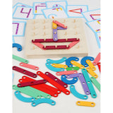 Jucarie Montessori Pegboard, Vivimall, din Lemn, Tip Puzzle, Forme, Litere, Educativ, 17.8 x 17.8 x 1.5 cm, Multicolor - vivimall.ro