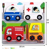 Jucarie Montessori, Vivimall, Tip Puzzle 3D, din Lemn, +36 Luni, Model Masini, 18 x 18 x 1.5 cm, Multicolor - vivimall.ro