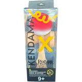 Jucarie Kendama X Originala, Profesionala, Flippy, din Lemn, Rubber Grip, 18 cm, Gradient Rosu/Alb - vivimall.ro