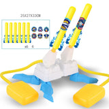 Jucarie pentru Copii, Vivimall, Lansator de Rachete cu Piciorul, Doua Lansatoare, 6 Rachete Fara Lumini, 33x25x27 cm, Galben-Albastru - vivimall.ro
