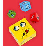 Jucarie pentru copii montessori Flippy, cub din lemn, asamblare fete, 64 de carti distractive, pentru baieti si fete, varsta +3 ani, educativ, multicolor - vivimall.ro