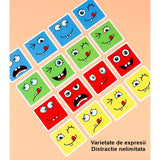 Jucarie pentru copii montessori Flippy, cub din lemn, asamblare fete, 64 de carti distractive, pentru baieti si fete, varsta +3 ani, educativ, multicolor - vivimall.ro