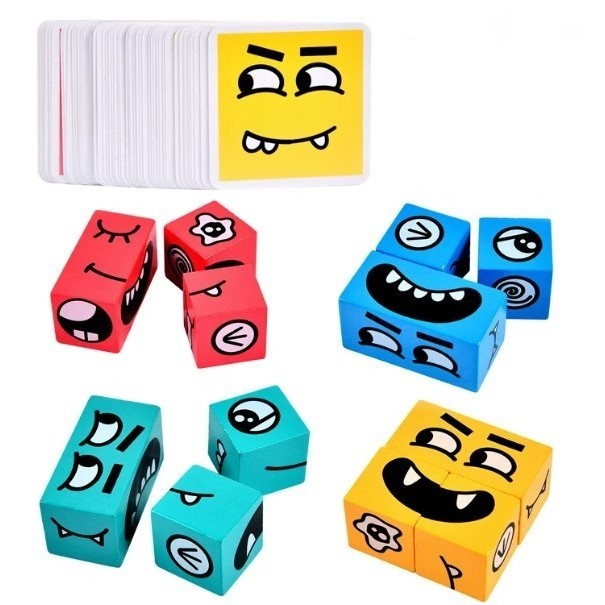 Cub educativ din lemn Montessori 64 carti | LearnCube - vivimall.ro