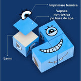 Cub educativ din lemn Montessori 64 carti | LearnCube - vivimall.ro