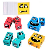 Jucarie pentru copii montessori Flippy, cub din lemn, asamblare fete, 64 de carti distractive, pentru baieti si fete, varsta +3 ani, educativ, multicolor - vivimall.ro