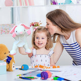 Papusa de Mana pentru Teatru de Papusi, Flippy, din Plus, 25 x 10 x 8 cm, Model Iepure, Alb/Roz - vivimall.ro