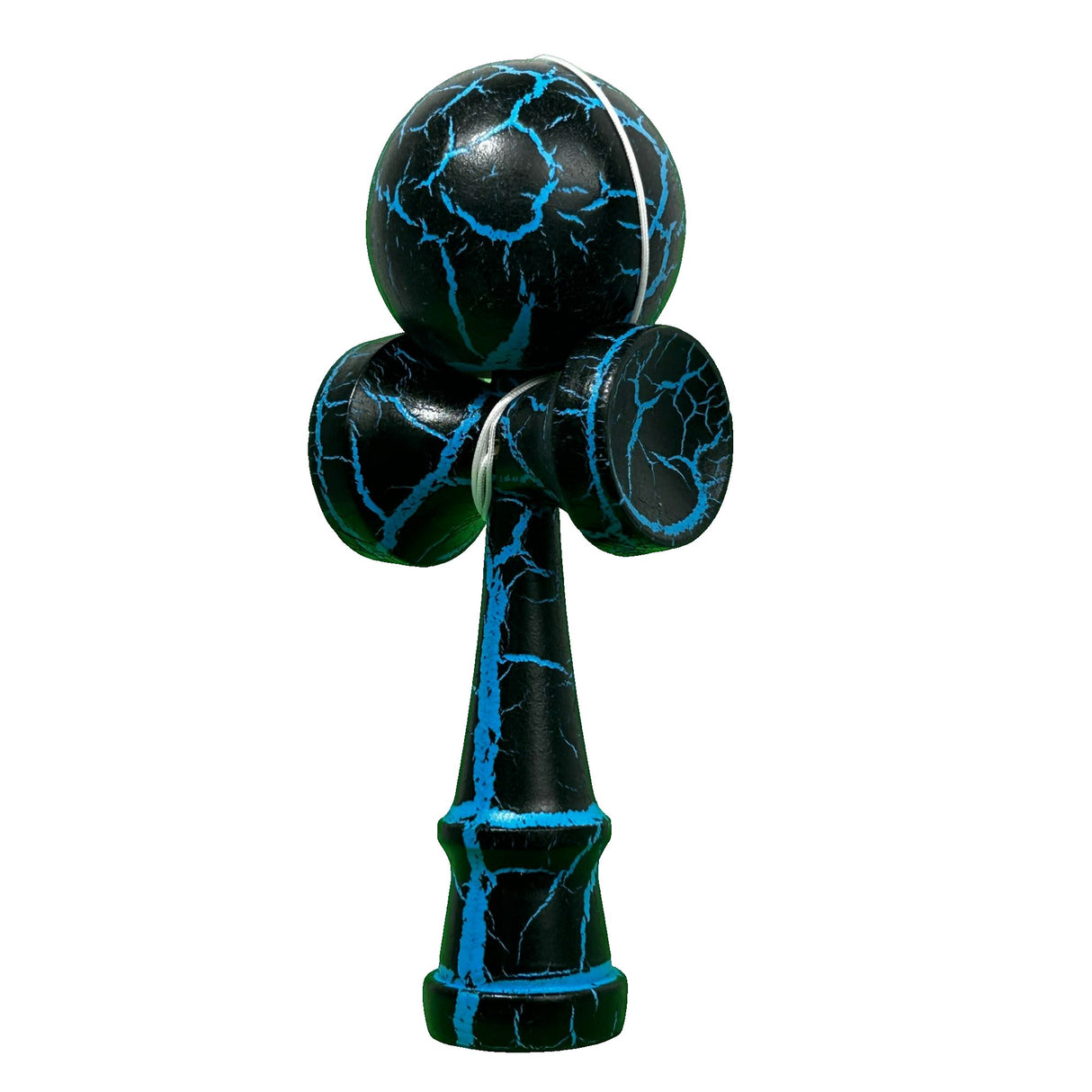Jucarie Kendama Profesionala, Kendama Cracked din Lemn – 18 cm, Joc Interactiv de Indemanare pentru copii si adulti, Negru Albastru - vivimall.ro