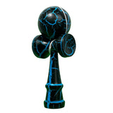 Jucarie Kendama Profesionala, Kendama Cracked din Lemn – 18 cm, Joc Interactiv de Indemanare pentru copii si adulti, Negru Albastru - vivimall.ro