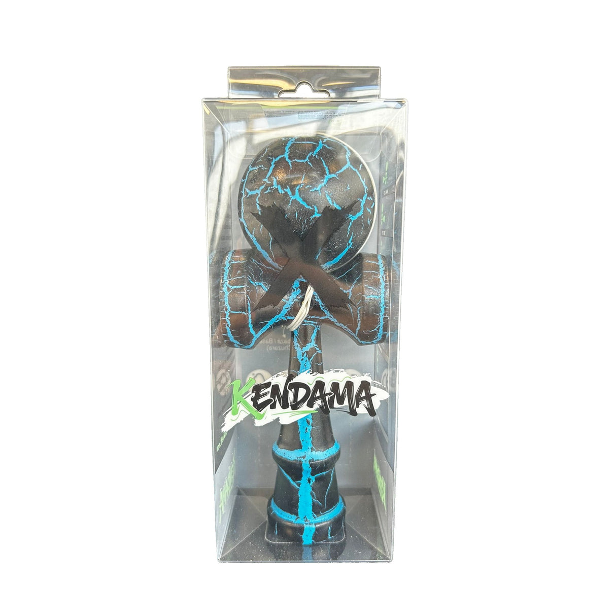 Jucarie Kendama Profesionala, Kendama Cracked din Lemn – 18 cm, Joc Interactiv de Indemanare pentru copii si adulti, Negru Albastru - vivimall.ro