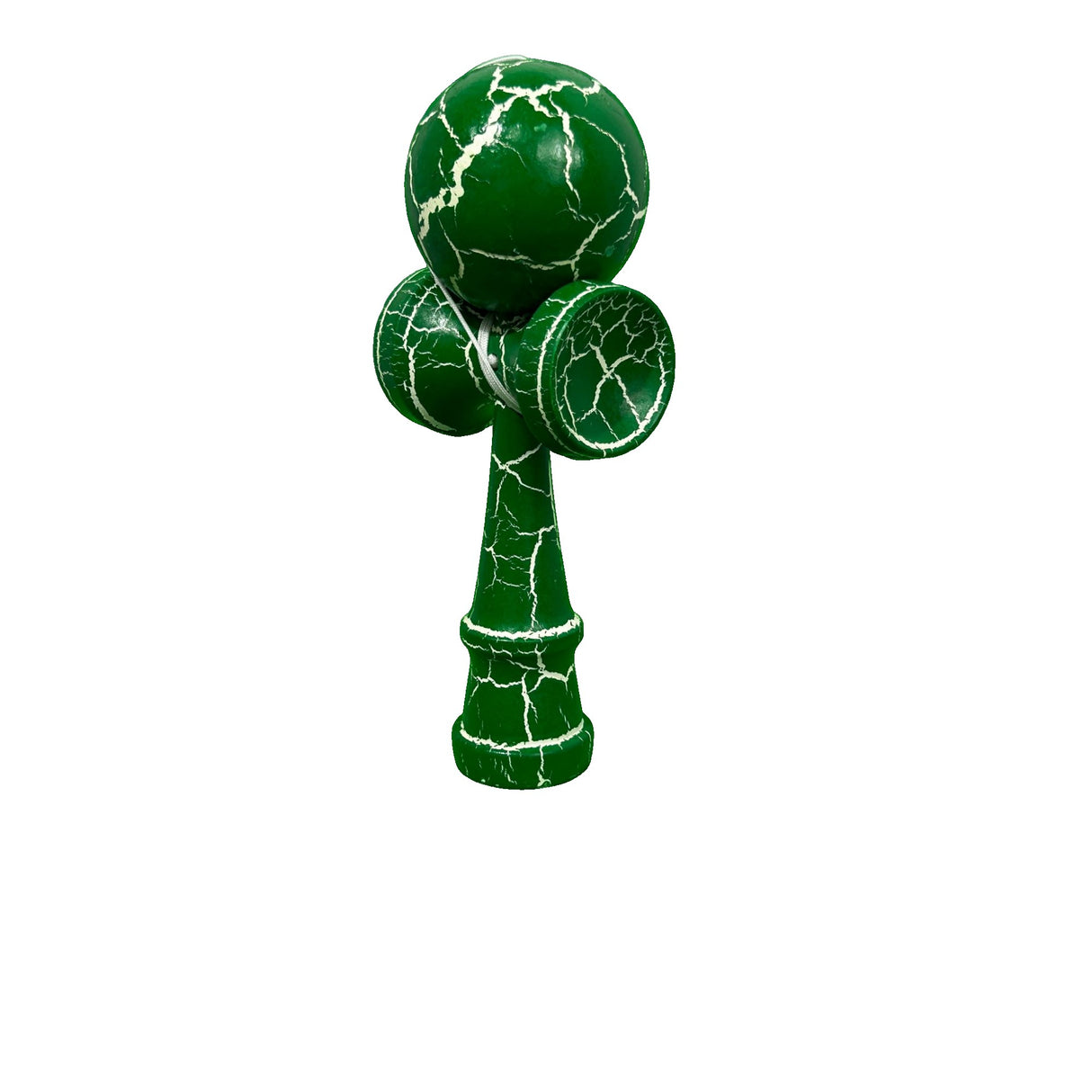 Jucarie Kendama Profesionala, Kendama Cracked din Lemn – 18 cm, Joc Interactiv de Indemanare pentru copii si adulti, Verde Alb - vivimall.ro