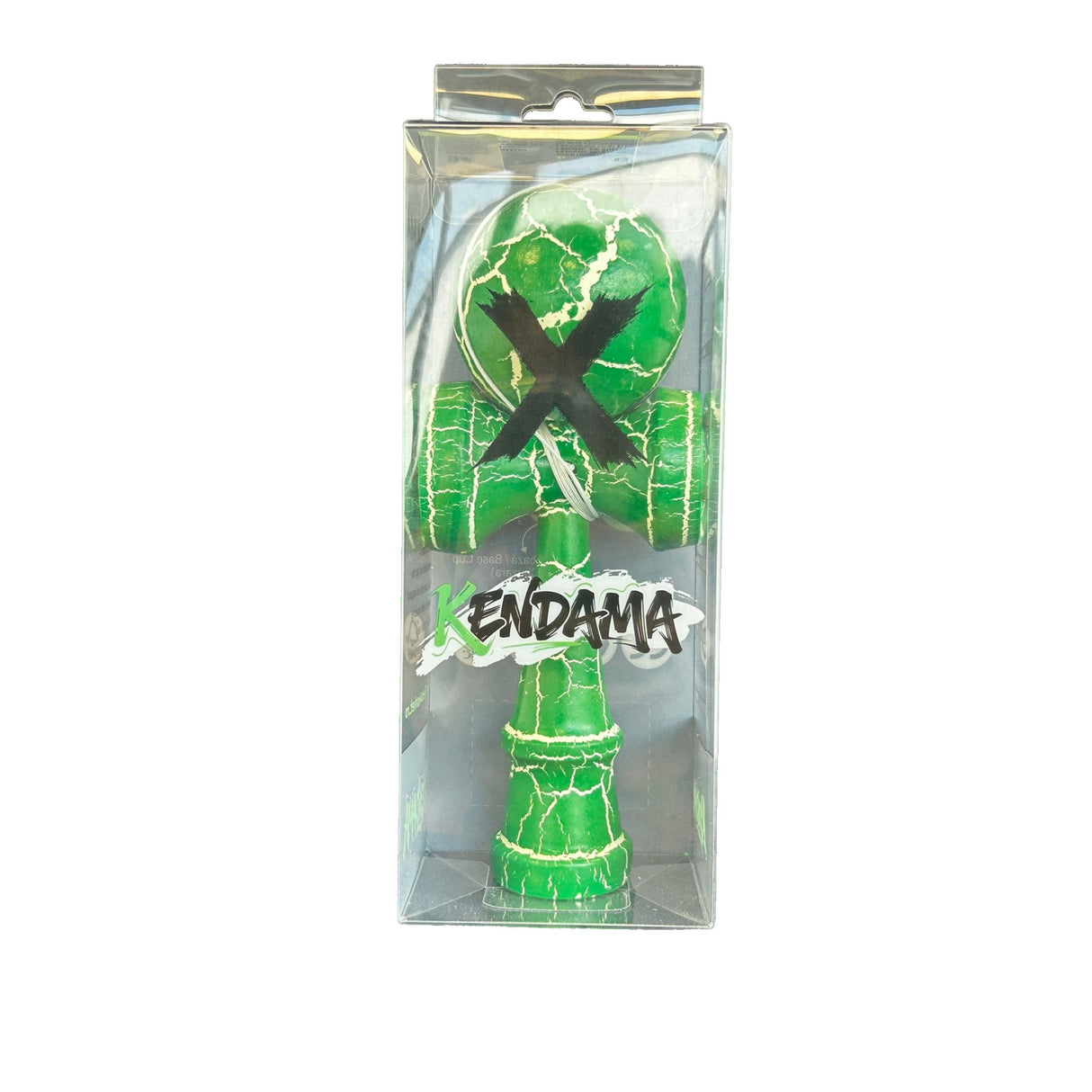 Jucarie Kendama Profesionala, Kendama Cracked din Lemn – 18 cm, Joc Interactiv de Indemanare pentru copii si adulti, Verde Alb - vivimall.ro