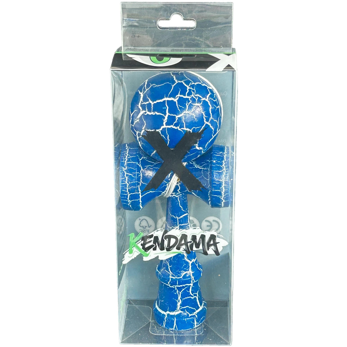 Jucarie Kendama Profesionala, Kendama Cracked din Lemn – 18 cm, Joc Interactiv de Indemanare pentru copii si adulti, Albastru inchis - vivimall.ro