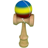 Jucarie Kendama X Originala, Profesionala, Flippy, din Lemn, Rubber Grip, 18 cm, Gradient Albastru/Galben/Rosu - vivimall.ro