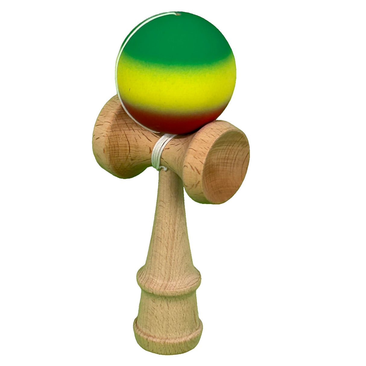 Jucarie Interactiva Kendama Profesionala, Flippy, din Lemn, 18 cm, Joc de Indemanare pentru Copii si Adulti, Gradient Verde/Galben/Rosu - vivimall.ro