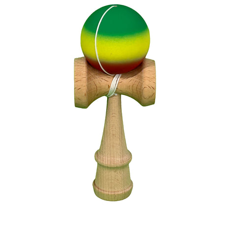 Jucarie Interactiva Kendama Profesionala, Flippy, din Lemn, 18 cm, Joc de Indemanare pentru Copii si Adulti, Gradient Verde/Galben/Rosu - vivimall.ro