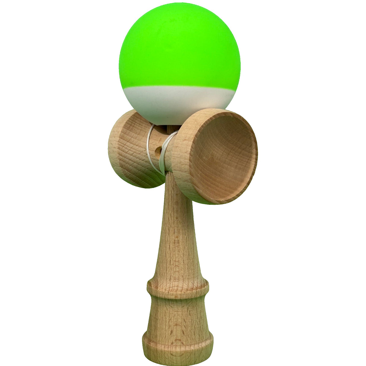 Jucarie Kendama X Originala, Profesionala din Lemn, Rubber Grip, 18 cm, Verde/Alb - vivimall.ro