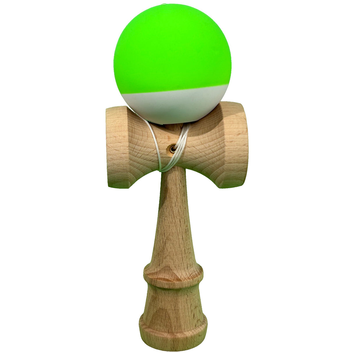 Jucarie Kendama X Originala, Profesionala din Lemn, Rubber Grip, 18 cm, Verde/Alb - vivimall.ro
