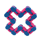 Jucarie Senzoriala Antistres, Vivimall, Fidget Toys, Puzzle de Imbinat Tip Sarpe, 24 Piese, +3 Ani, Albastru/Roz - vivimall.ro