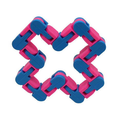 Jucarie Senzoriala Antistres, Vivimall, Fidget Toys, Puzzle de Imbinat Tip Sarpe, 24 Piese, +3 Ani, Albastru/Roz - vivimall.ro