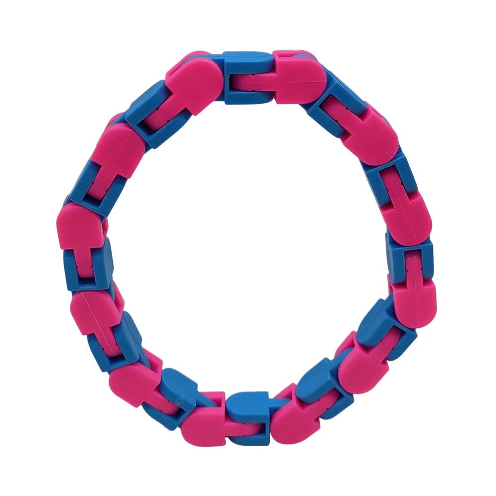 Jucarie Senzoriala Antistres, Vivimall, Fidget Toys, Puzzle de Imbinat Tip Sarpe, 24 Piese, +3 Ani, Albastru/Roz - vivimall.ro