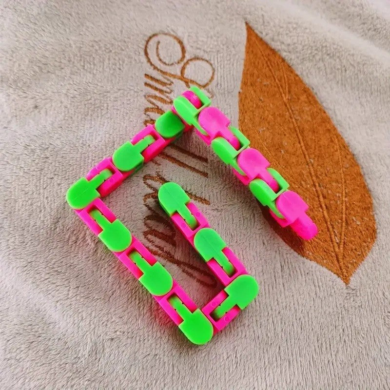 Jucarie Senzoriala Antistres, Vivimall, Fidget Toys, Puzzle de Imbinat Tip Sarpe, 24 Piese, +3 Ani, Verde/Mov - vivimall.ro