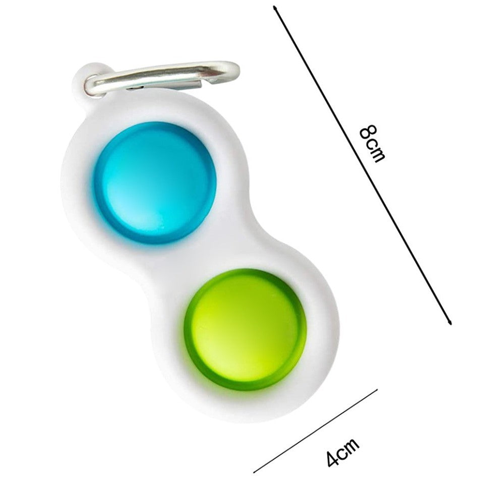 Jucarie Senzoriala Antistres, Simple Dimple, Breloc 2 Bulinute, Alb - vivimall.ro