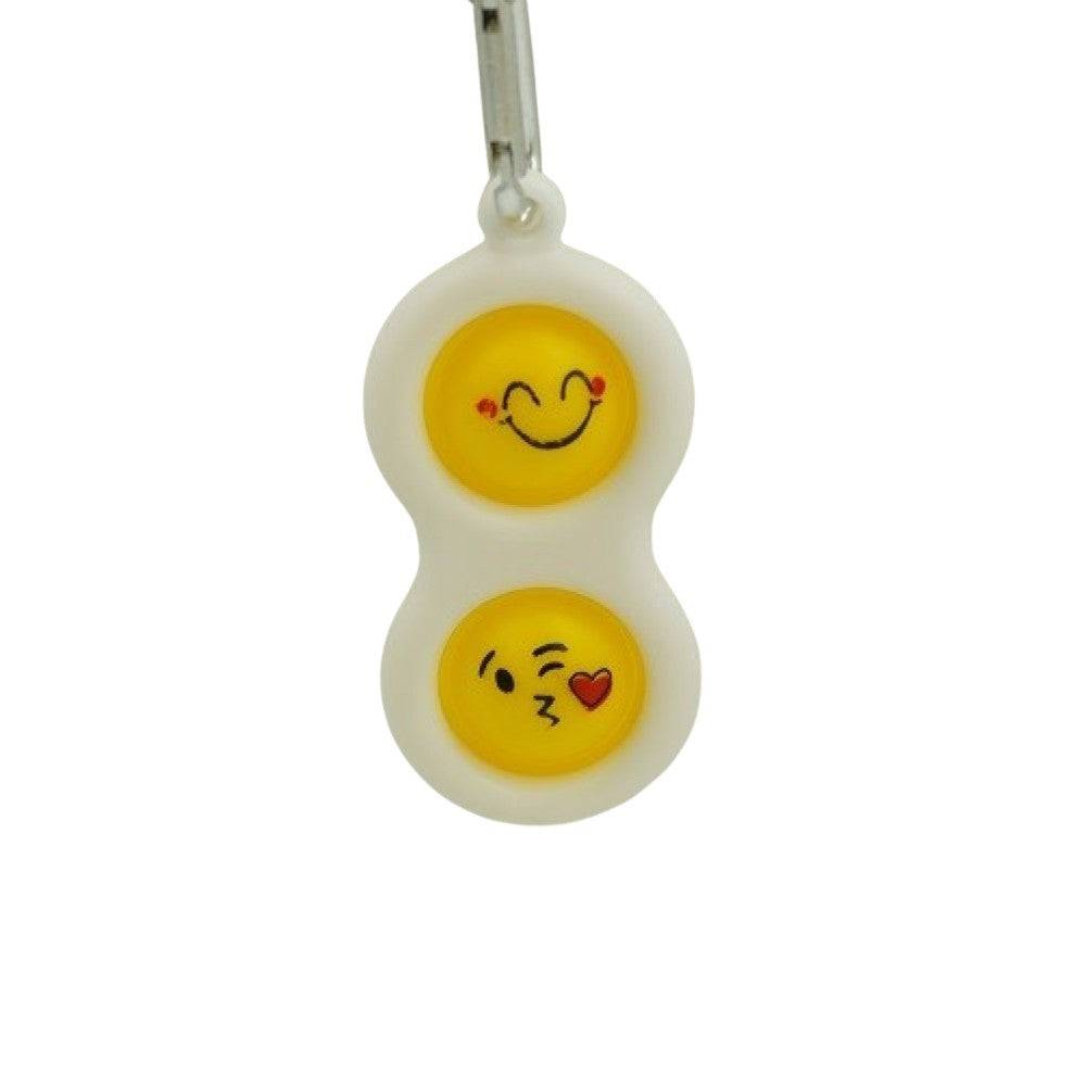 Jucarie Senzoriala Antistres, Simple Dimple, Breloc 2 Bulinute, Alb, model 2 - vivimall.ro