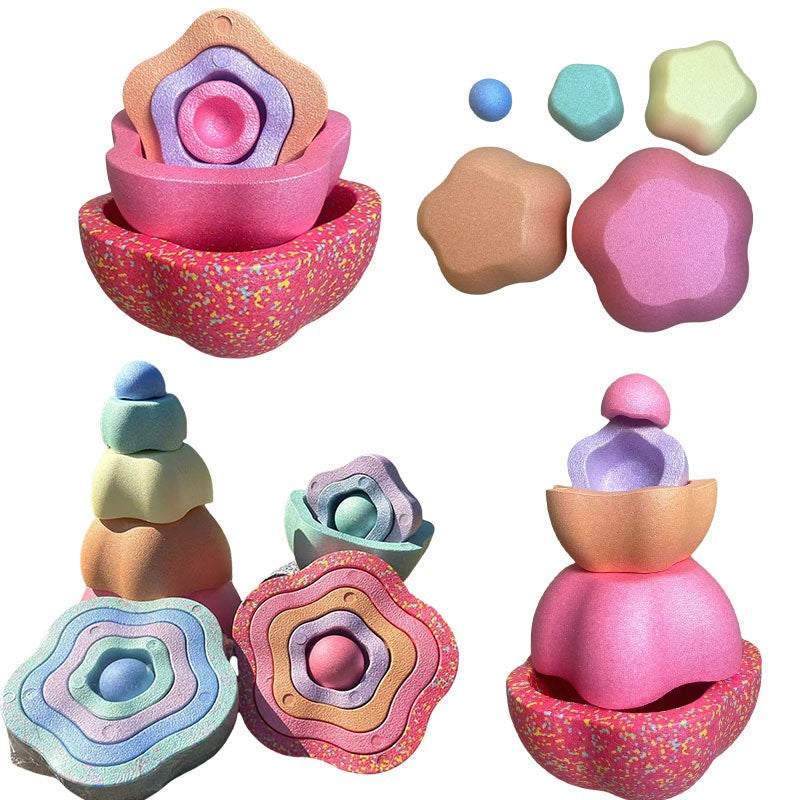 Jucarie Senzoriala de Echilibru, Flippy, Tip Stepping Stones, 5 Piese, din Spuma, pentru Miscare, Sarituri, Prindere, Diametru 28 cm, Model 1, Multicolor - vivimall.ro